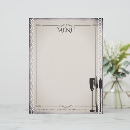 Gourmet food and wine diner party menu letterhead (Staand voorkant)