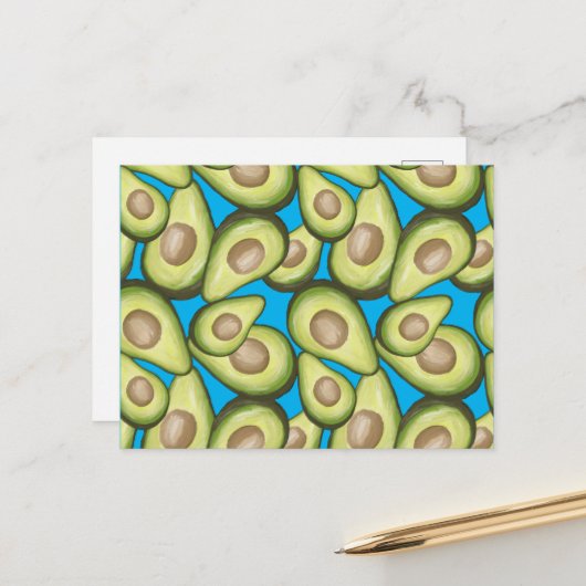 Gourmet Fresh Cut Vegan Avocado Pattern Briefkaart (Voorkant / Achterkant in situ)