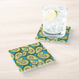 Gourmet Fresh Cut Vegan Avocado Pattern Glass Coas Glazen Onderzetter