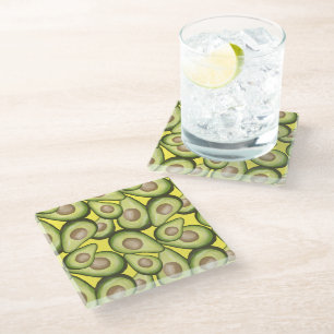 Gourmet Fresh Cut Vegan Avocado Pattern Glass Glazen Onderzetter