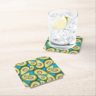 Gourmet Fresh Cut Vegan Avocado Pattern Kartonnen Onderzetters