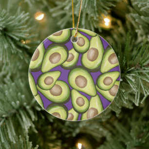 Gourmet Fresh Cut Vegan Avocado Pattern Keramisch Ornament