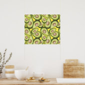 Gourmet Fresh Cut Vegan Avocado Pattern Poster (Keuken)