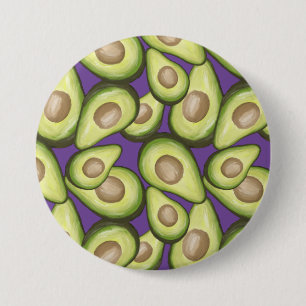 Gourmet Fresh Cut Vegan Avocado Pattern Ronde Button 7,6 Cm