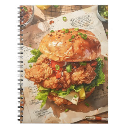 Gourmet Fried Chicken Burger Aquarelrecept Notitieboek