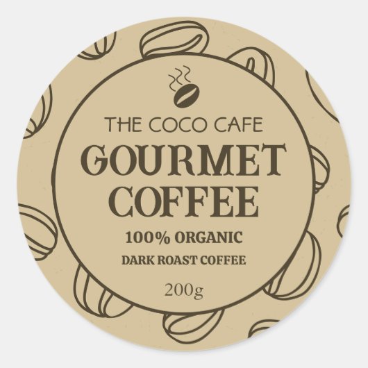 Gourmet Gepersonaliseerde Koffie Label Sticker (Voorkant)