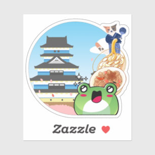 Gourmet Japan Reizen met Kat en Kikker Sticker