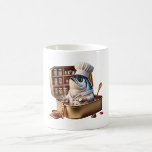 Gourmet Sardine Chef Illustratie voor Voedsel Lief Koffiemok