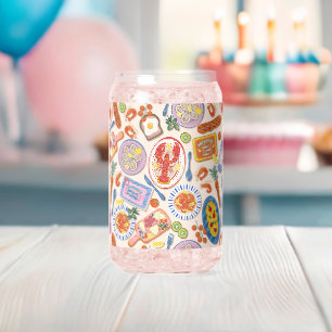 Gourmet Zeevruchten Feest Patroon Roze Drinkware Blikvorm Glas