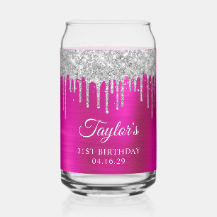 Gouttes de paillettes argentées Anniversaire 21 an