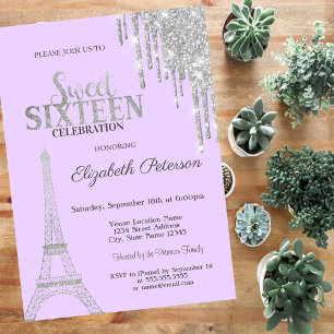 Gouttes de paillettes argentées, Invitation pour u