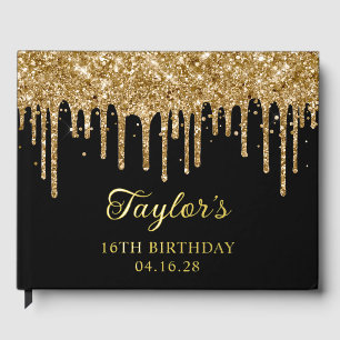 Gouttes de Paillettes d'Or Noire 16e Anniversaire