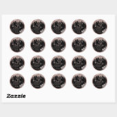 gouttes d'or rose merci sticker rond classique (Feuille)