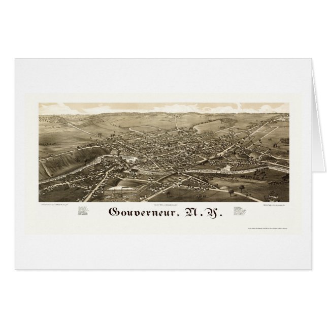 Gouverneur, carte panoramique de NY - 1885 (Devant horizontal)