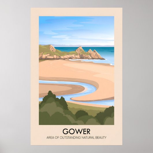 Gower AONB Reisposter Poster (Voorkant)