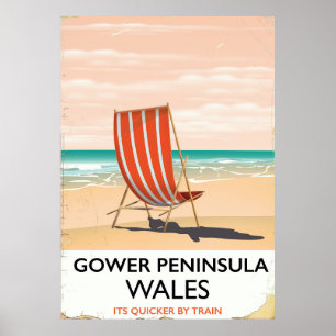 Gower Peninsula Wales vintage poster