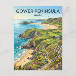 Gower-schiereiland Wales Briefkaart