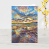 Gower (Wales) strand zonsondergang schilderij Kaart (Gele Bloem)