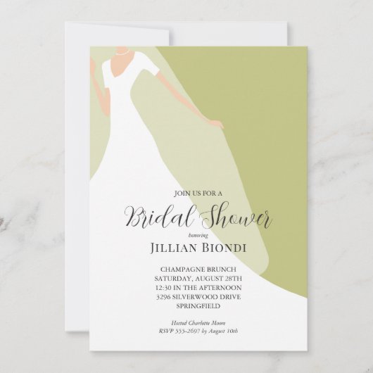 Gown en Veil over het groene Vrijgezellenfeest Kaart (Voorkant)