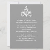 Gown, kroonluchter op grijze bridal Shower Invitat Kaart (Achterkant)