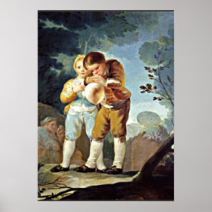 Goya - Kinderen die ballonnen opblazen Poster