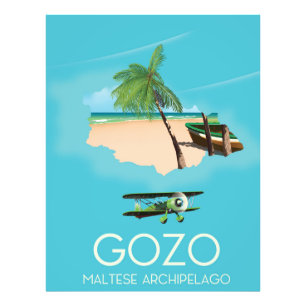 Gozo, de Maltese archipel Map Travel poster. Foto Afdruk