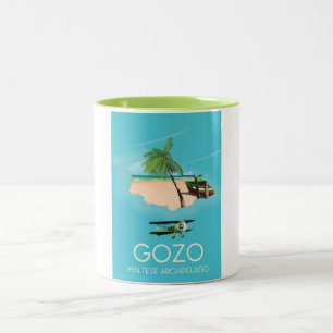Gozo, Maltees archipel Reiskaart Reisposter. Tweekleurige Koffiemok