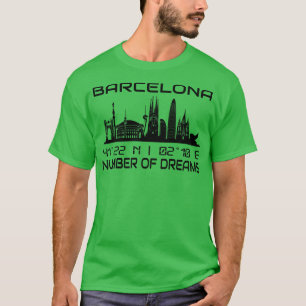 GPS coördinaten Stad Barcelona Skyline T-shirt