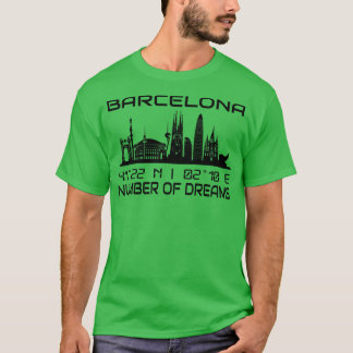 GPS coördinaten Stad Barcelona Skyline T-shirt