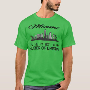 GPS-coördinaten Stad Miami Silhouet Droomstad 1 T-shirt