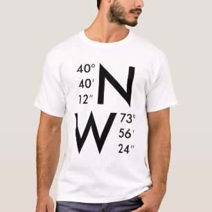 GPS-coördinaten van New York   OM HET EVEN WELKE S T-shirt