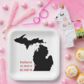 GPS Coordinates of Holland Michigan Papieren Bordje (Feest)
