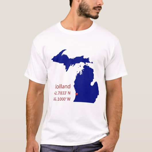 GPS Coordinates of Holland Michigan T-shirt (Voorkant)