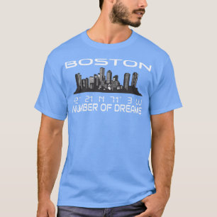 GPS coördineert stad Boston Skyline Dream City T-shirt