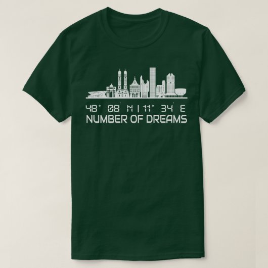 GPS coördineert stad München Skyline Dream City T-shirt (Design voorkant)