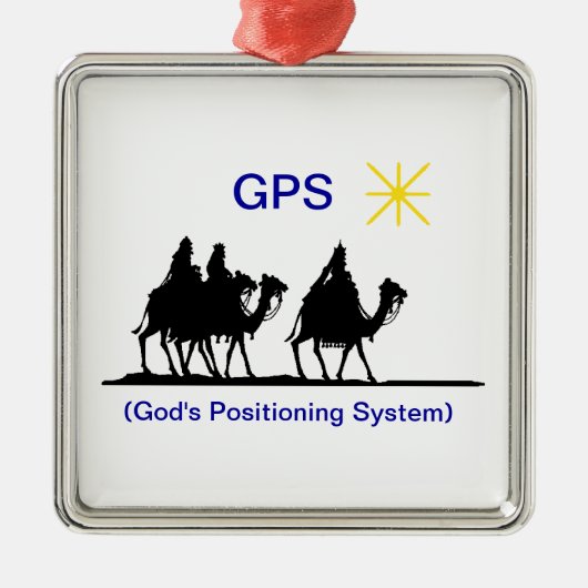 GPS-kerstversiering Metalen Ornament (Voorkant)