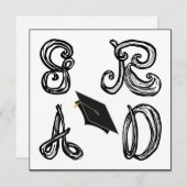 GR AD Fabric Font Grad Casquette Graduation Carte (Devant / Derrière)