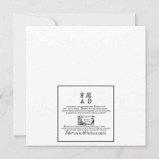 GR AD Fabric Font Lettres Graduation Carte Plat (Dos)