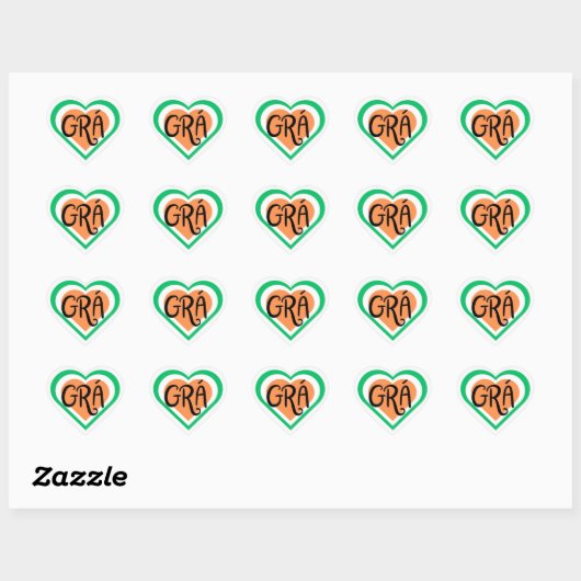 Grá - Irish Love design - Irish Language Hart Sticker (Vel)