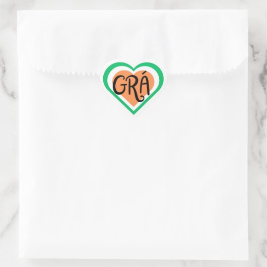 Grá - Irish Love design - Irish Language Hart Sticker (Tas)