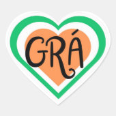 Grá - Irish Love design - Irish Language Hart Sticker (Voorkant)