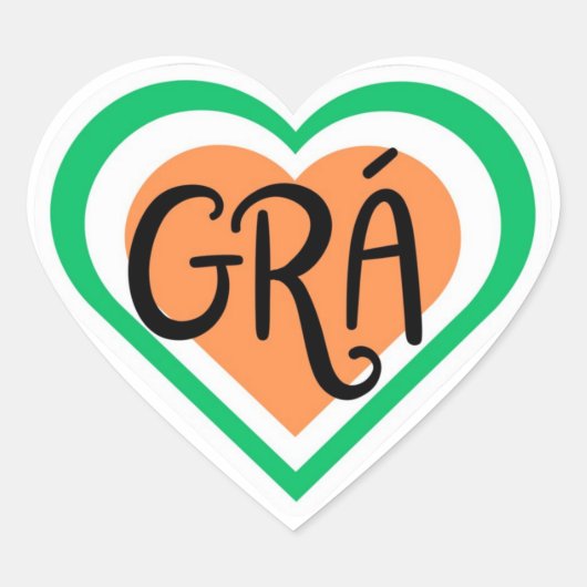 Grá - Irish Love design - Irish Language Hart Sticker (Voorkant)