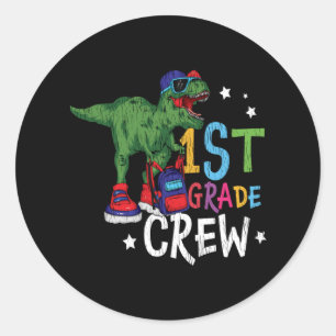 Graad 1 Bemanning Dinosaur Terug naar school Kinde Ronde Sticker