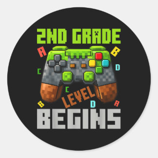 Graad 2 Niveau Begint Gamen Gamer Jongens Kinderen Ronde Sticker