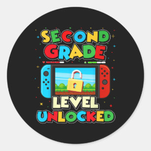 Graad 2 vrijgespeeld videogamer jongetje kids Ck T Ronde Sticker