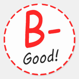 Graad B min...goed! Ronde Sticker