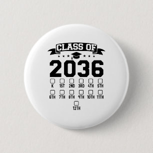 Graad Kleuter Van 2036 Eerste Dag Van School Check Ronde Button 5,7 Cm