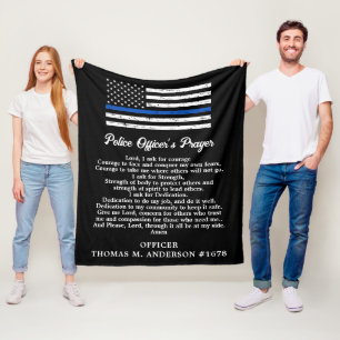 Graad van de Thin Blue Line Flag Police Officer Fleece Deken
