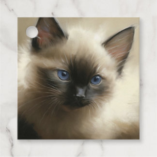Graad van ongemak Siamese Kitten Portret Gift Labe Bedankjes Labels