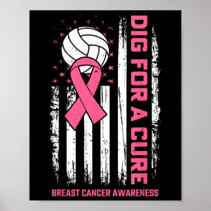 Graaf voor Cure Pink Ribbon Volleybal Borstkanker Poster